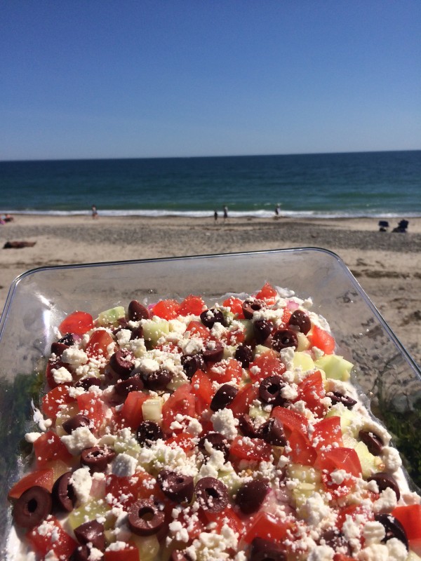 Layered Greek Dip Recipe on DailyKaty.com