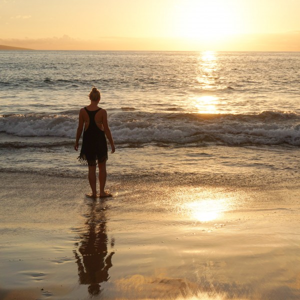 Sunset at the Fairmont Kea Lani in Wailea, Hawaii - shop this romper on DailyKaty.com