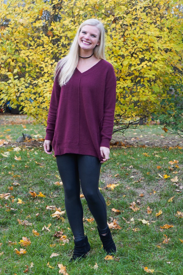 Faux Leather Leggings & Comfy Sweater